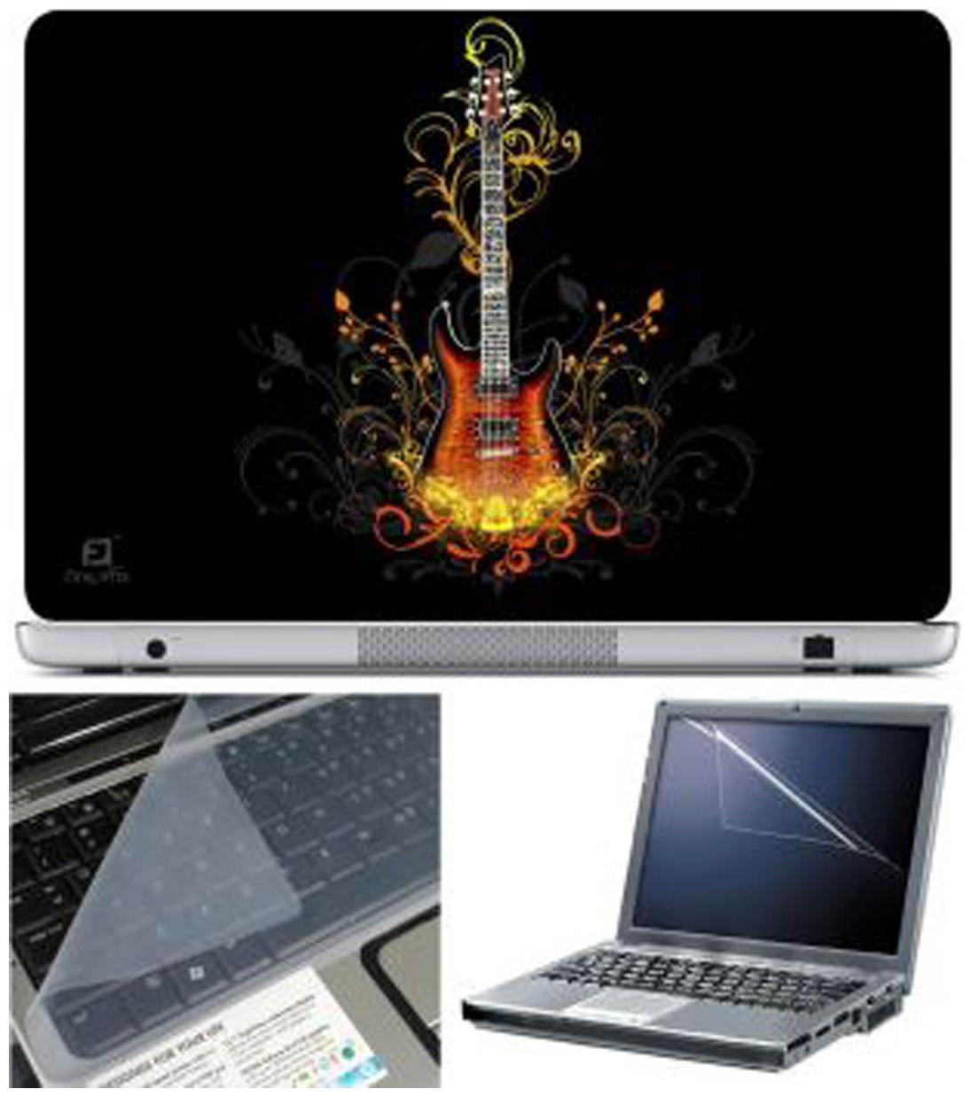 

FineArts Guitar Floral Laptop Skin For 15 6 inch Laptop With Key Guard Screen Protector