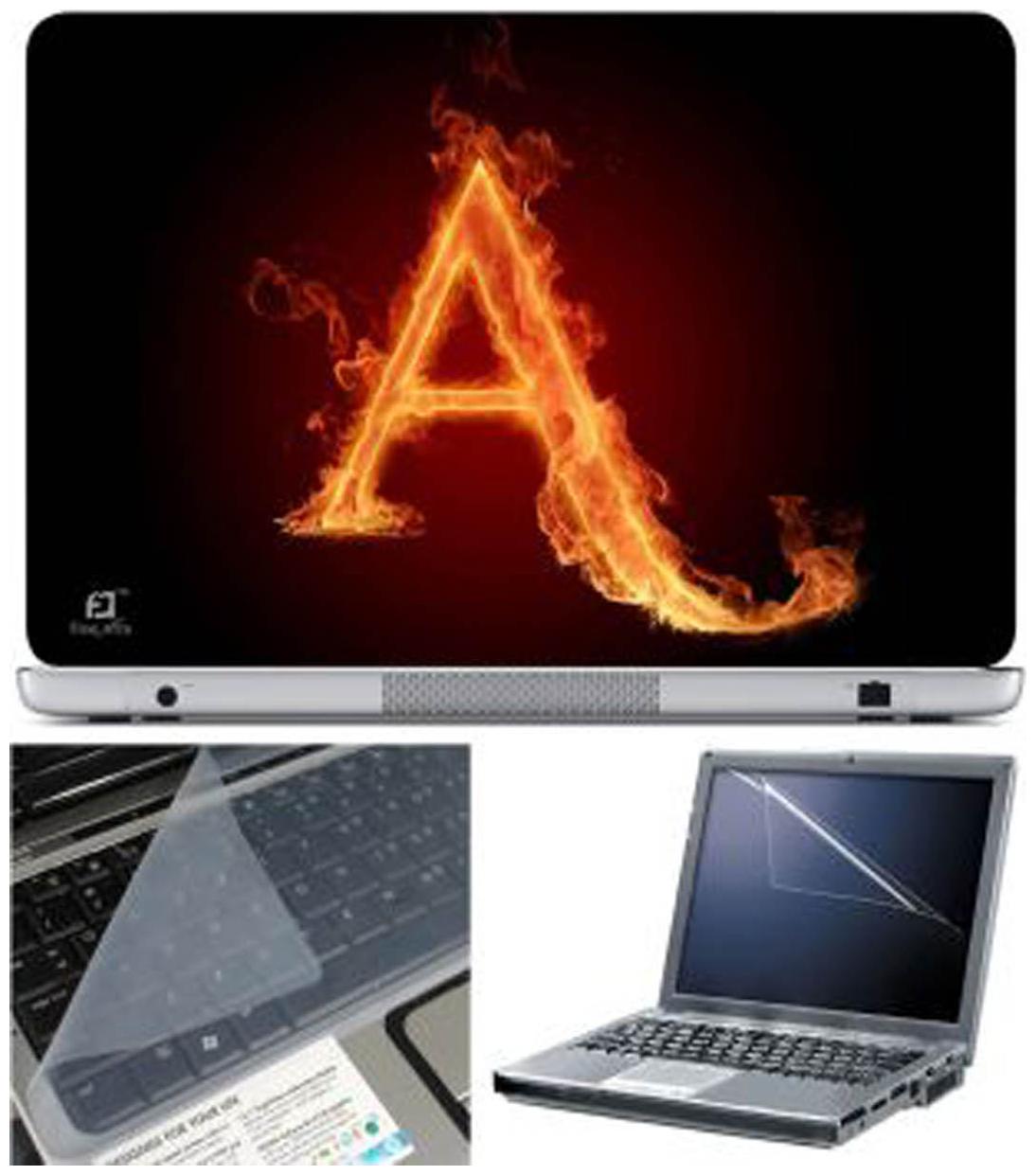 

FineArts Letter A Fire Laptop Skin For 15 6 inch Laptop With Key Guard Screen Protector