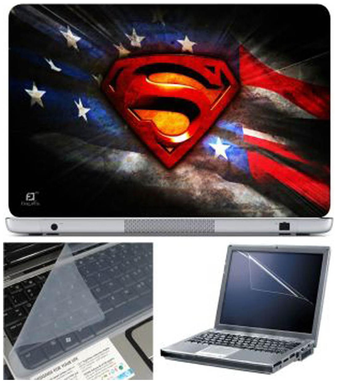 

FineArts Superman Us Flag Laptop Skin For 15 6 inch Laptop With Key Guard Screen Protector