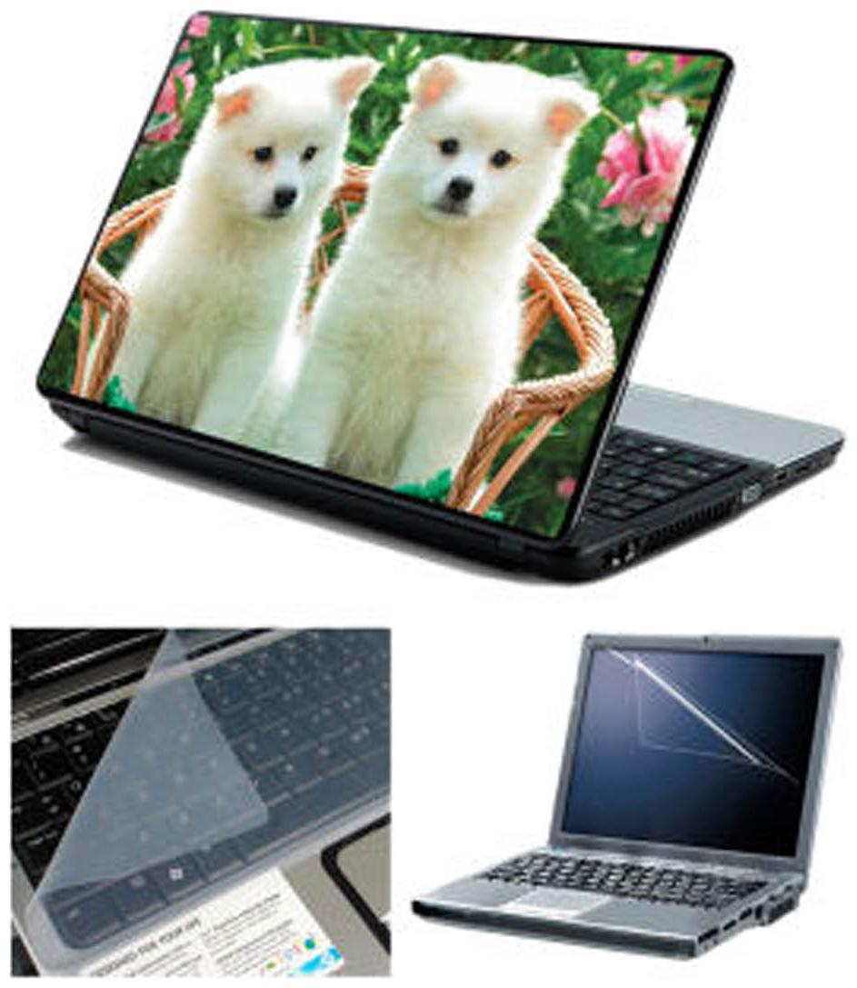 

FineArts Two Puppy on Chair Laptop skin For 15 6 inch Laptop Screen Guard keyboard Protector