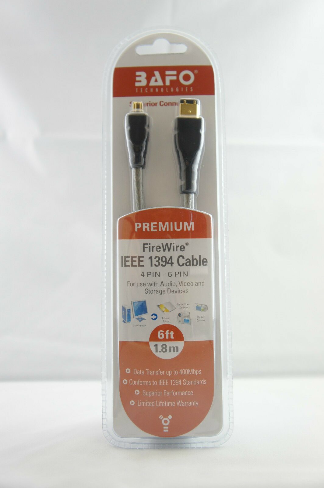 

FireWire 400 IEEE1394a 4pin-6pin Cable BF 1 8M 6F Gold Plated Data Cable