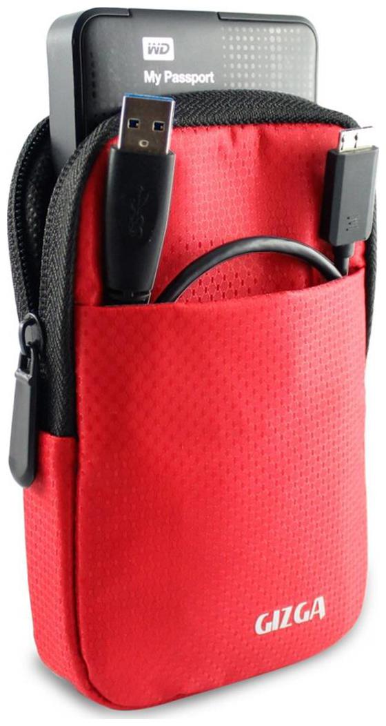 

GIZGA 2 5 Hard Drive Case - Impact Resistant Jacket Pouch (Red)