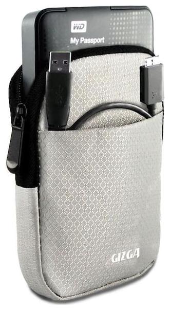 

GIZGA 2 5 Hard Drive Case - Impact Resistant Jacket Pouch (Silver)