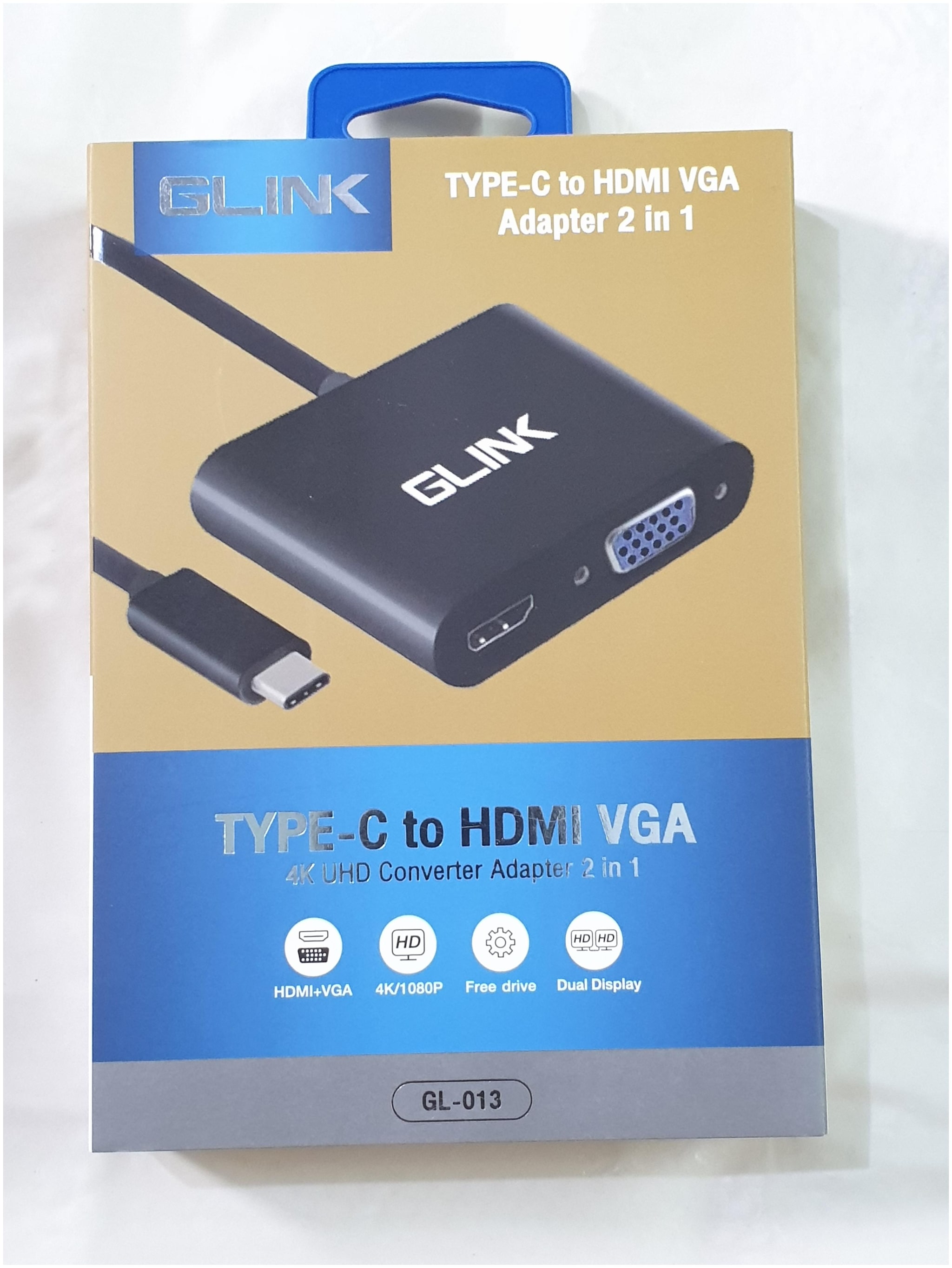 

Glink USB Type C To HDMI VGA Adapter Converter - 4K UHD