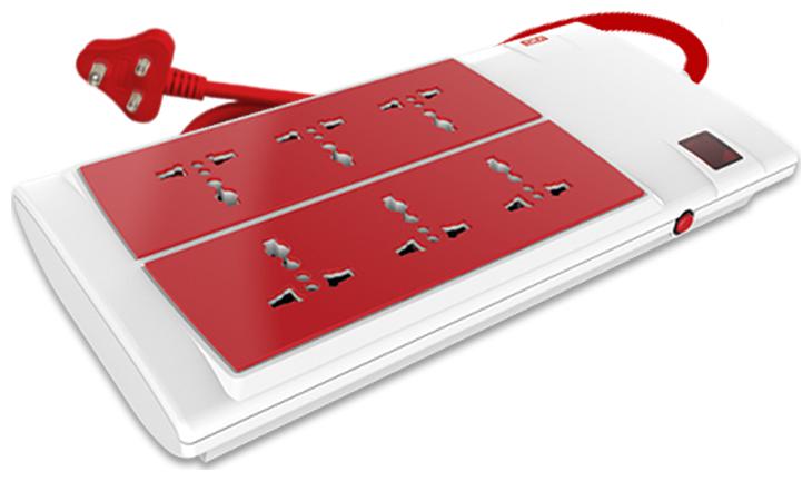 GM 3059 G Power 6+1 Spike Adaptor With Master Switch Indicator Safety Shutter International Sockets Surge Protector
