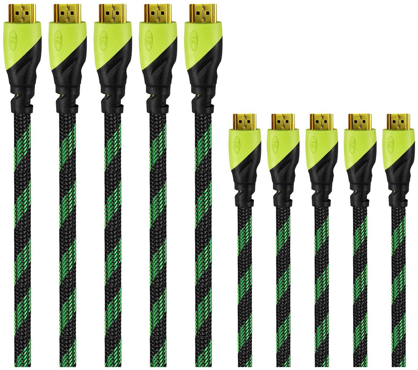 

Tizum HDMI Cable Gold Plated-High Speed Data 10 2Gbps 3D 4K HD 1080P (10 ft 3 M X 5) (Pack of 5)