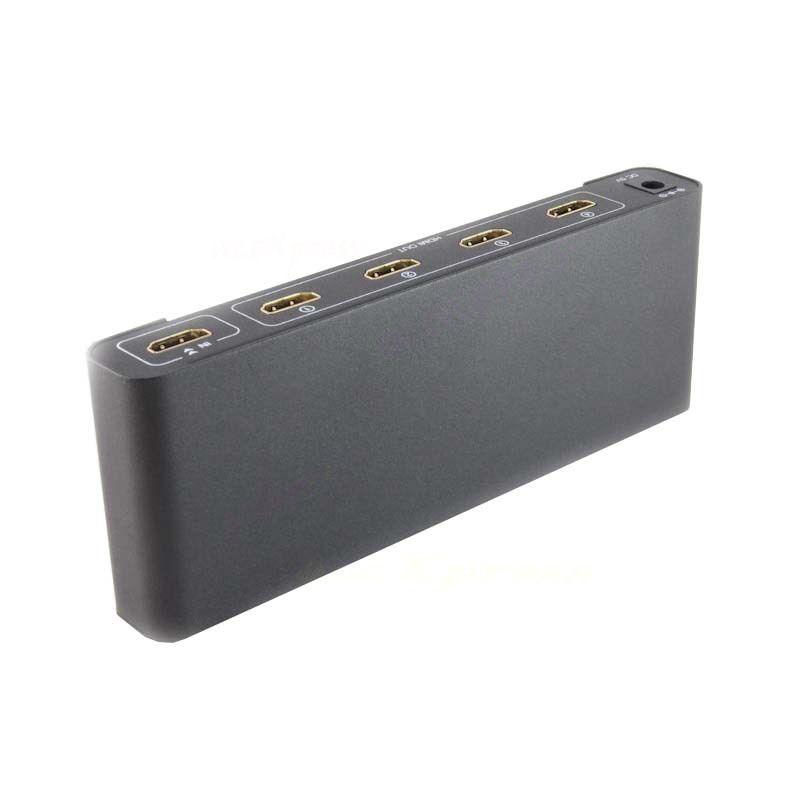

HDMI Splitter 4 Port 1 x 4 Mirror Screen 4K 1080P HD TV Metal Box Power Adapter
