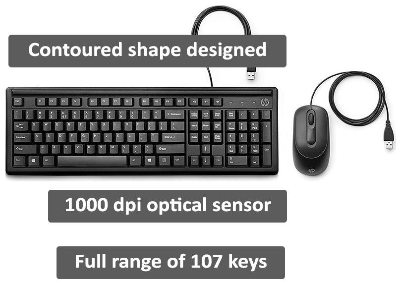 

HP 6hd76aa Wired Keyboard Mouse Set ( Black )
