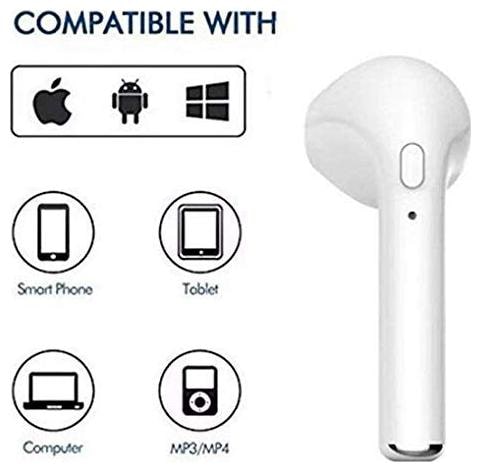 

VB TRADE I7 Bluetooth Earbuds Single Universal Wireless Earphone Bluetooth 4 1 Earphones in-Ear Earbuds with Mic for iPhone and Android True Wireless Bluetooth Headset ( White )