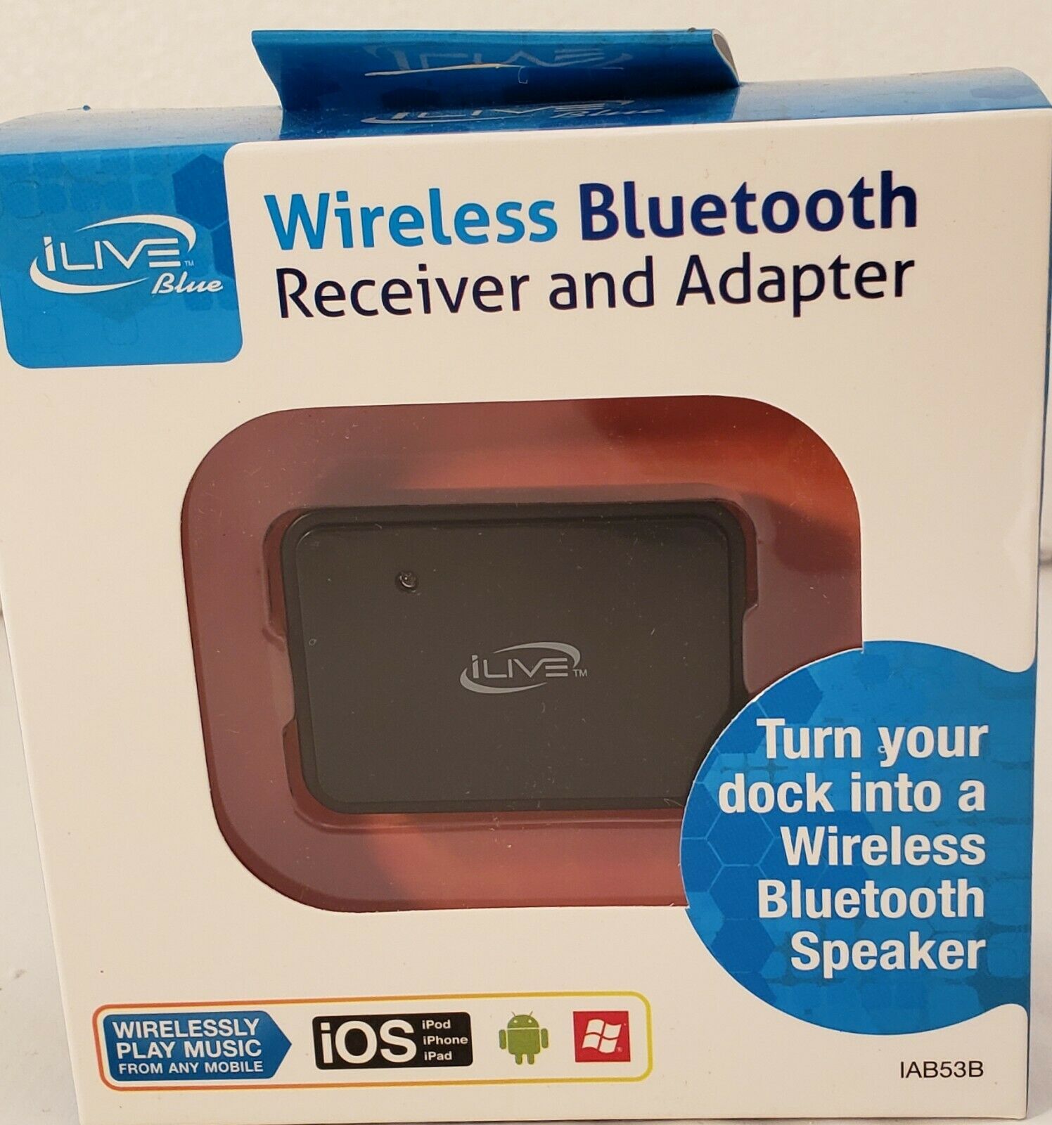 

ILive iAB53W Wireless Bluetooth Receiver and Adapter - Black Model iAB53W New