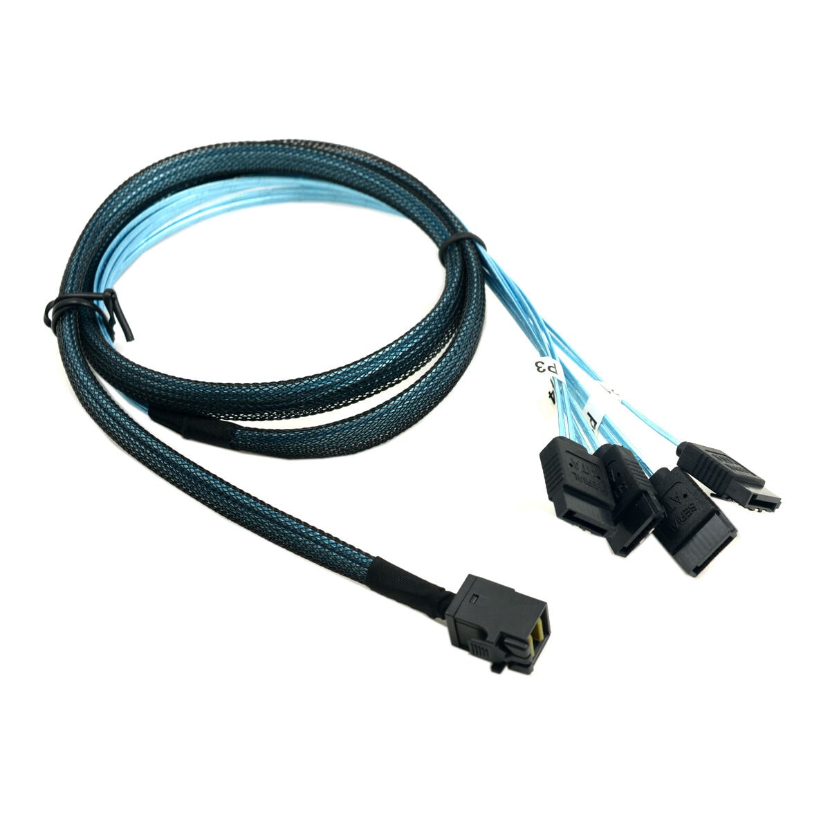 

Internal Mini SAS SFF-8643 Host to 4 SATA 7pin Hard Disk Fanout 6Gbps Data cable