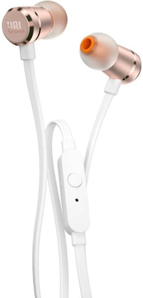 JBL T290 Wired Headset with Mic (Rose Gold, In the Ear)