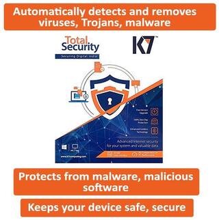 K7 Total Security 2017 New Slim Pack 1Pc 1 Year 1 Instalation CD, 1 Serial  Keys 1Year Validity)