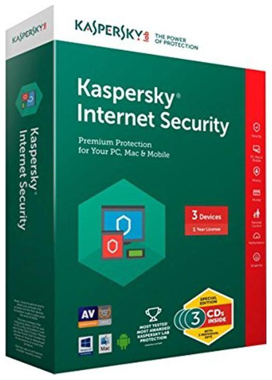 

Kaspersky Internet Security 2017 3Pc 1Year(3CDs 3Serial Keys(In A Single Box) Every Key 1 Year Valid Free 3 Plastic CD Covers For Safe The CDs From Scratch)
