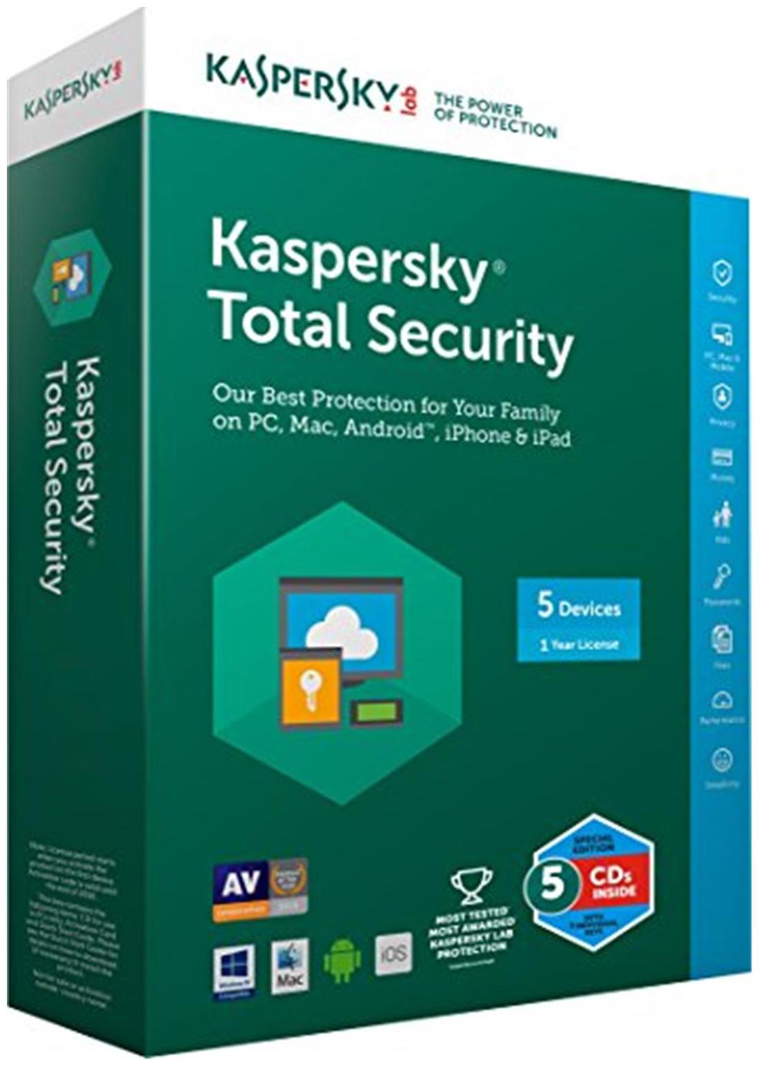

Kaspersky Total Security Multi Device - 5 Devices 1 Year (CD)