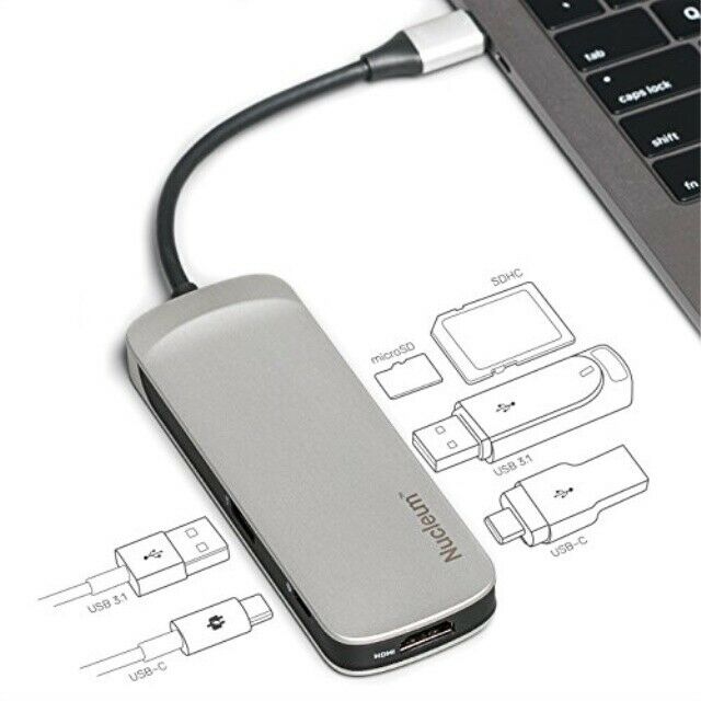 

Kingston Nucleum USB C Hub 7-in-1 Type-C Adapter Hub Connect USB 3 0 4K HDMI