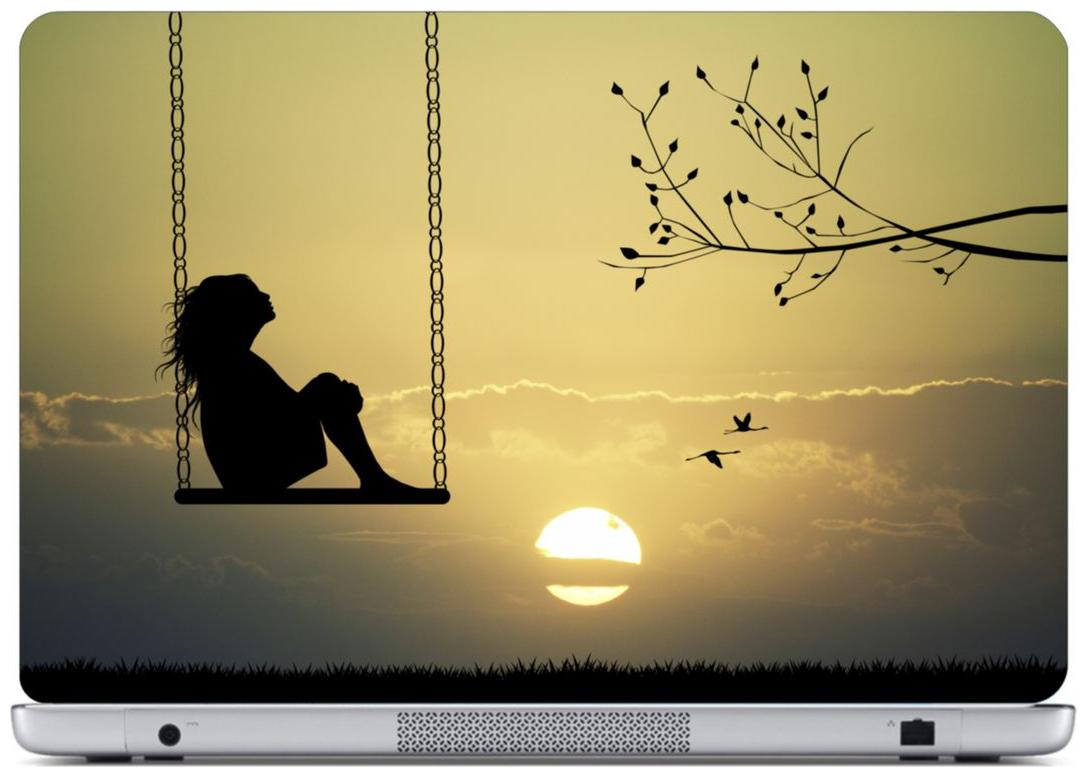 

Laptop Sticker (Alone girl Surface Covering Area 38 1cmx25 4cm (15 x 10 inch))