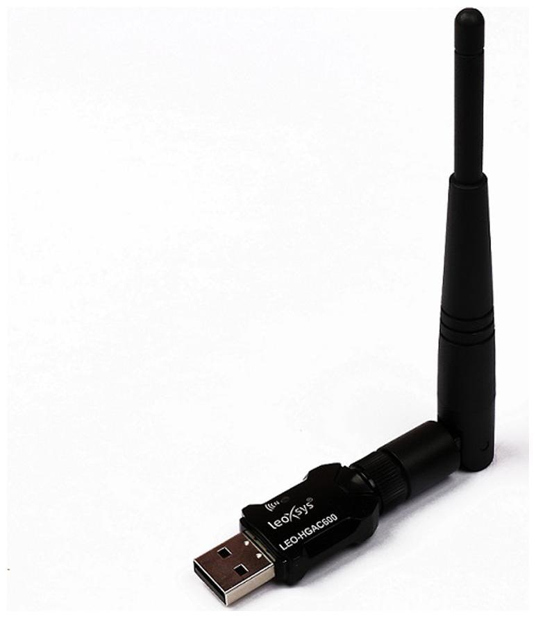 Leoxsys LEO HGAC600 11AC WiFi 600 Mbps Wireless USB adapter with high gain 3dbi Antenna Black