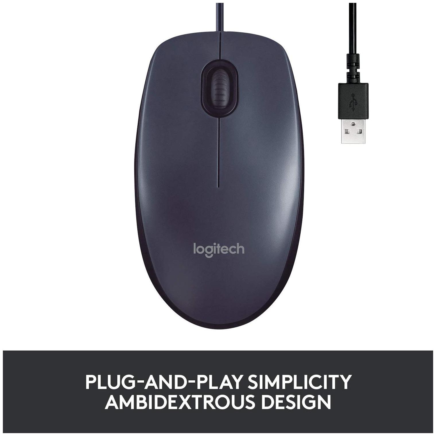 Logitech B100 Optical USB Mouse AP Wired Mouse Black by Original Store