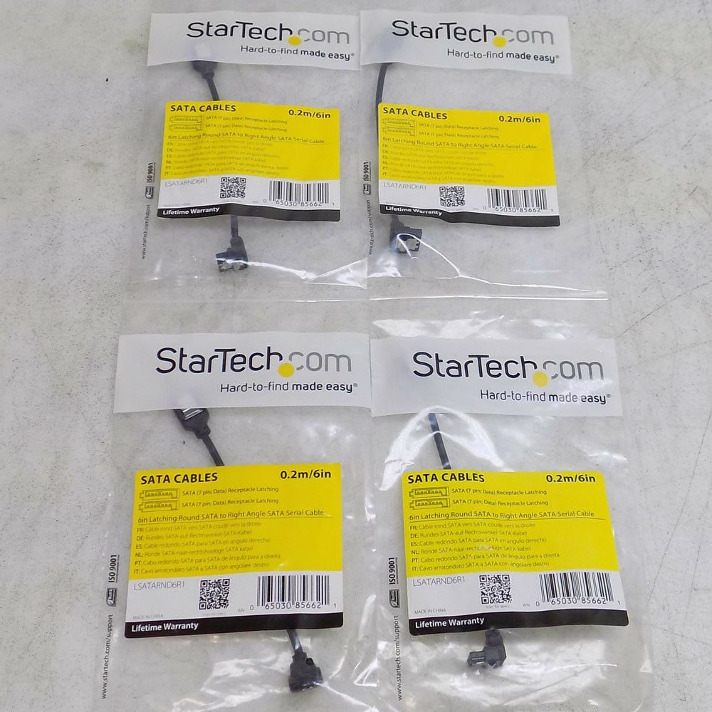

(Lot of 4) NEW StarTech 6 Latching Round SATA to Right Angle SATA Serial Cables