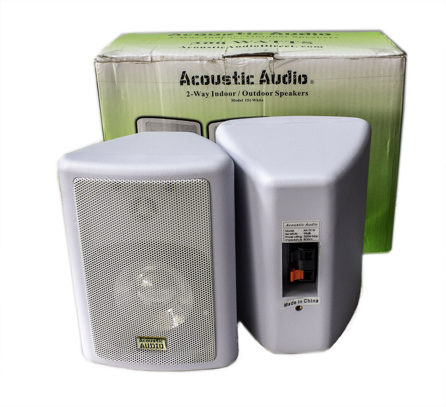 

Lot of two Acoustic Audio 151W Indoor Outdoor 2 Way Speakers 600 Watt White