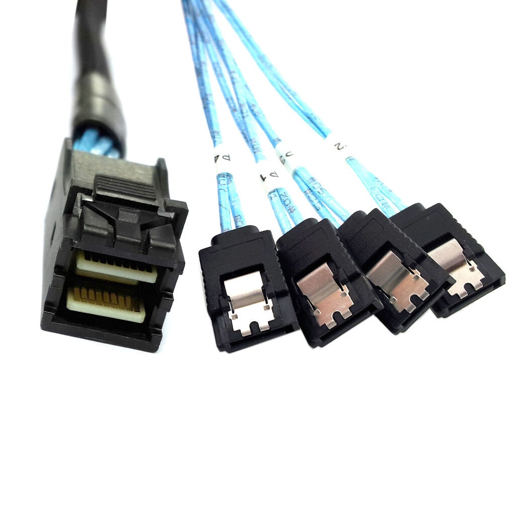 

Mini SAS SFF-8643 Target to 4 SATA 7pin Host Hard Disk Data Server Raid Cable