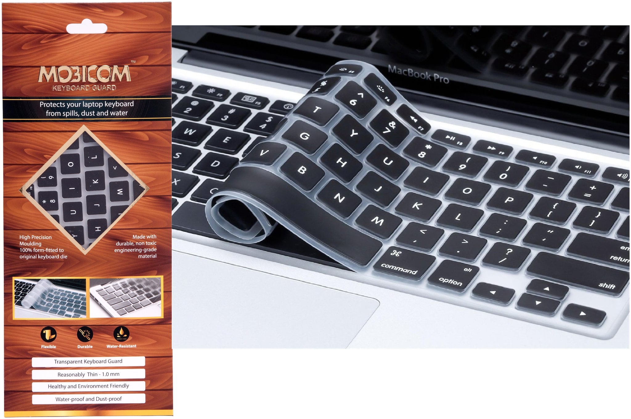 

Mobicom Keyboard Cover for MacBook Pro 13 Inch 15 Inch (with or without Retina Display 2015 or Older Version) MacBook Air 13 Inch Black