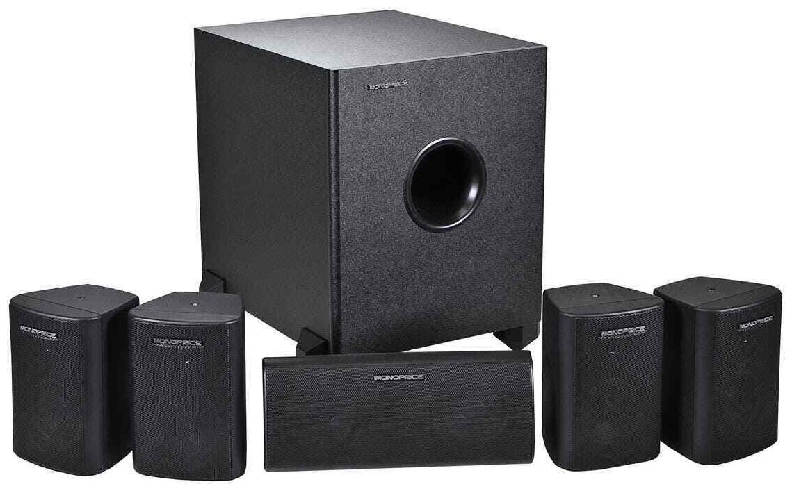 

Monoprice 5 1 Channel Home Theater Satellite Speakers Subwoofer Black