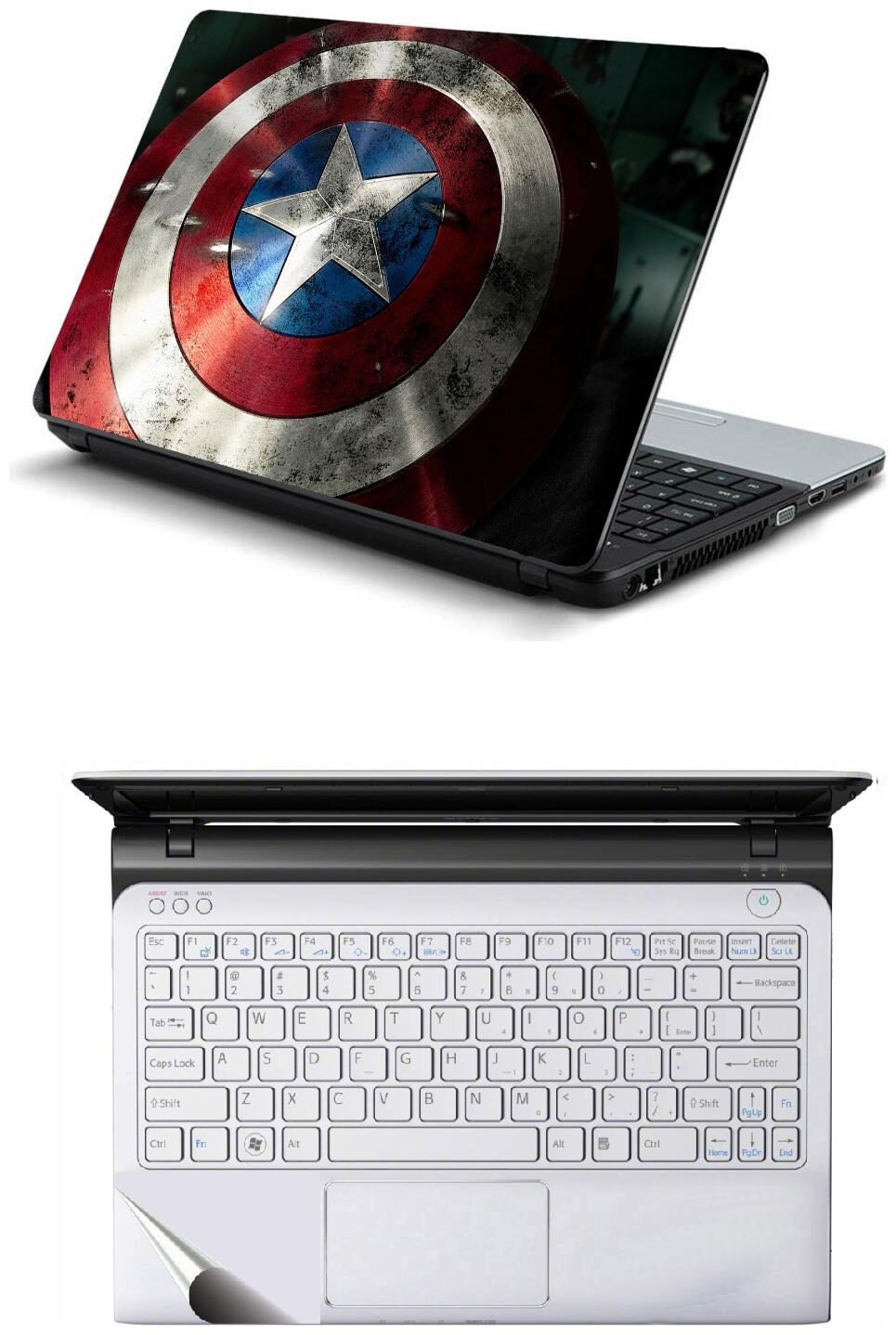 

Namo Arts Combo of Laptop Skins 15 6 inch Stickers with Laptop TrackPad Skin for All Laptop - Notebook PTMHQ10082 shield of captain america