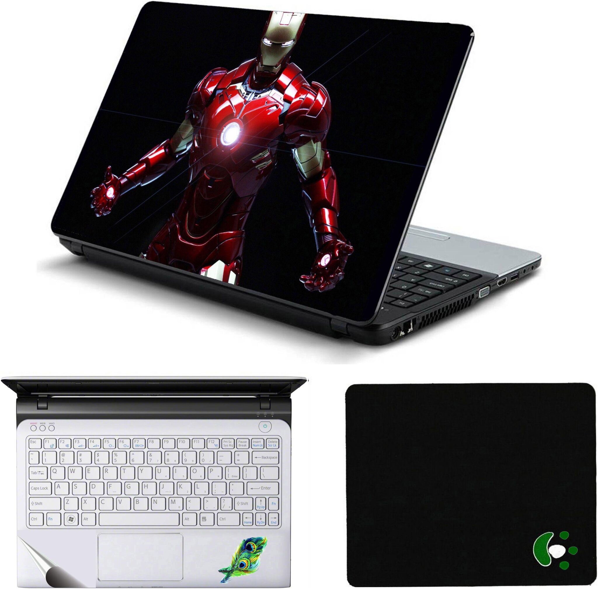 

Namo Arts Iron Man in action black background Laptop Skin Sticker Mouse Pad and Palmrest Skin For 15 6 inch Laptop