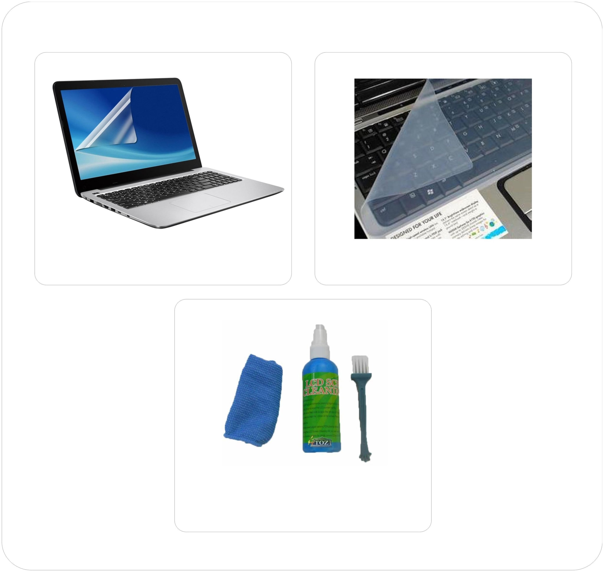 Namo Arts Laptop Skin 3 in1 Combo Screen Guard, KeyGuard and Cleaning Kit 15.6 inch Laptops
