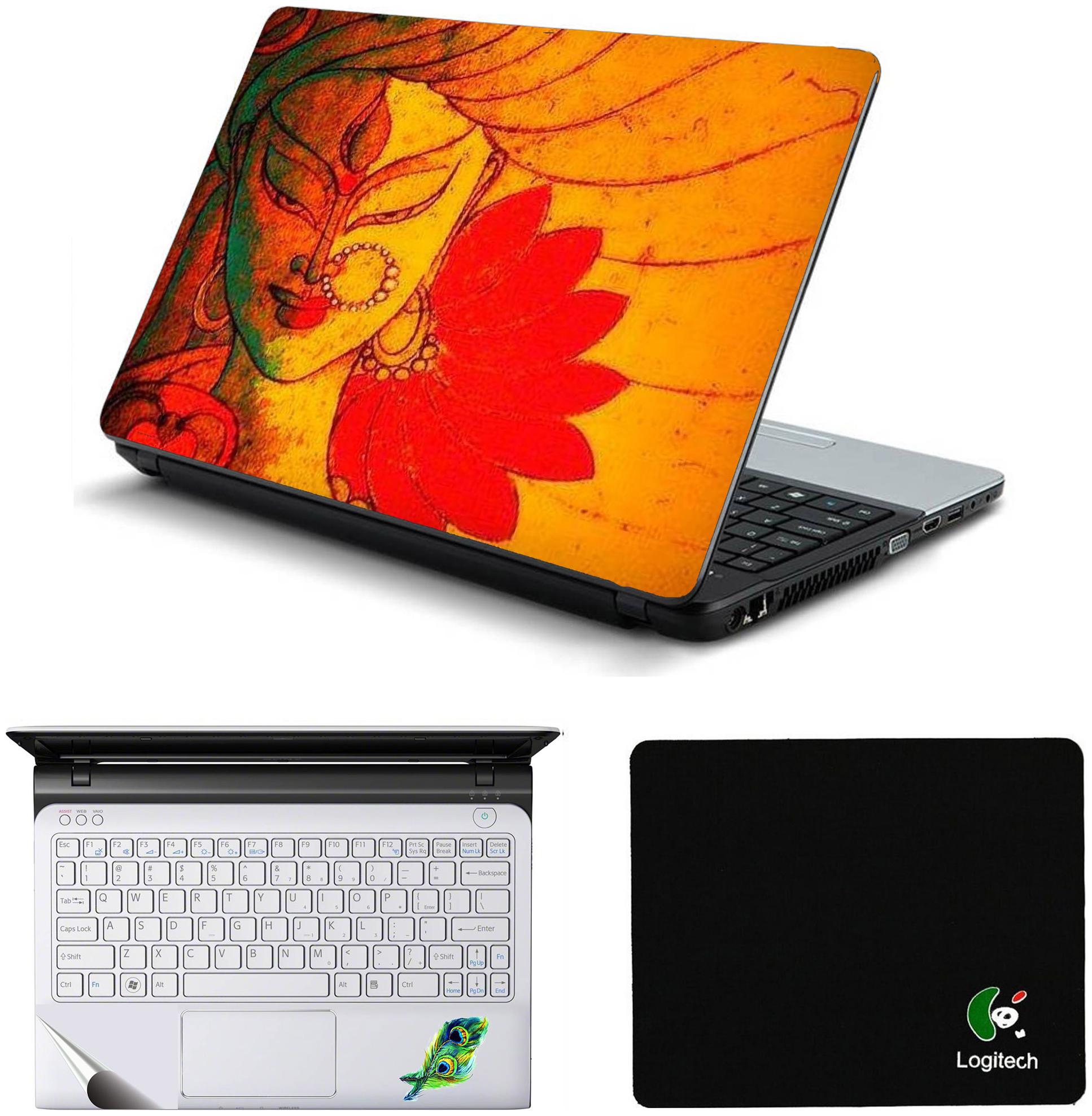

Namo Arts Laptop Accessories Combo Goddess Parvati Laptop Skin Stickers Mouse Pad and Palmrest Skin for HP-Dell-Lenovo-Acer-Asus Laptops Notebooks