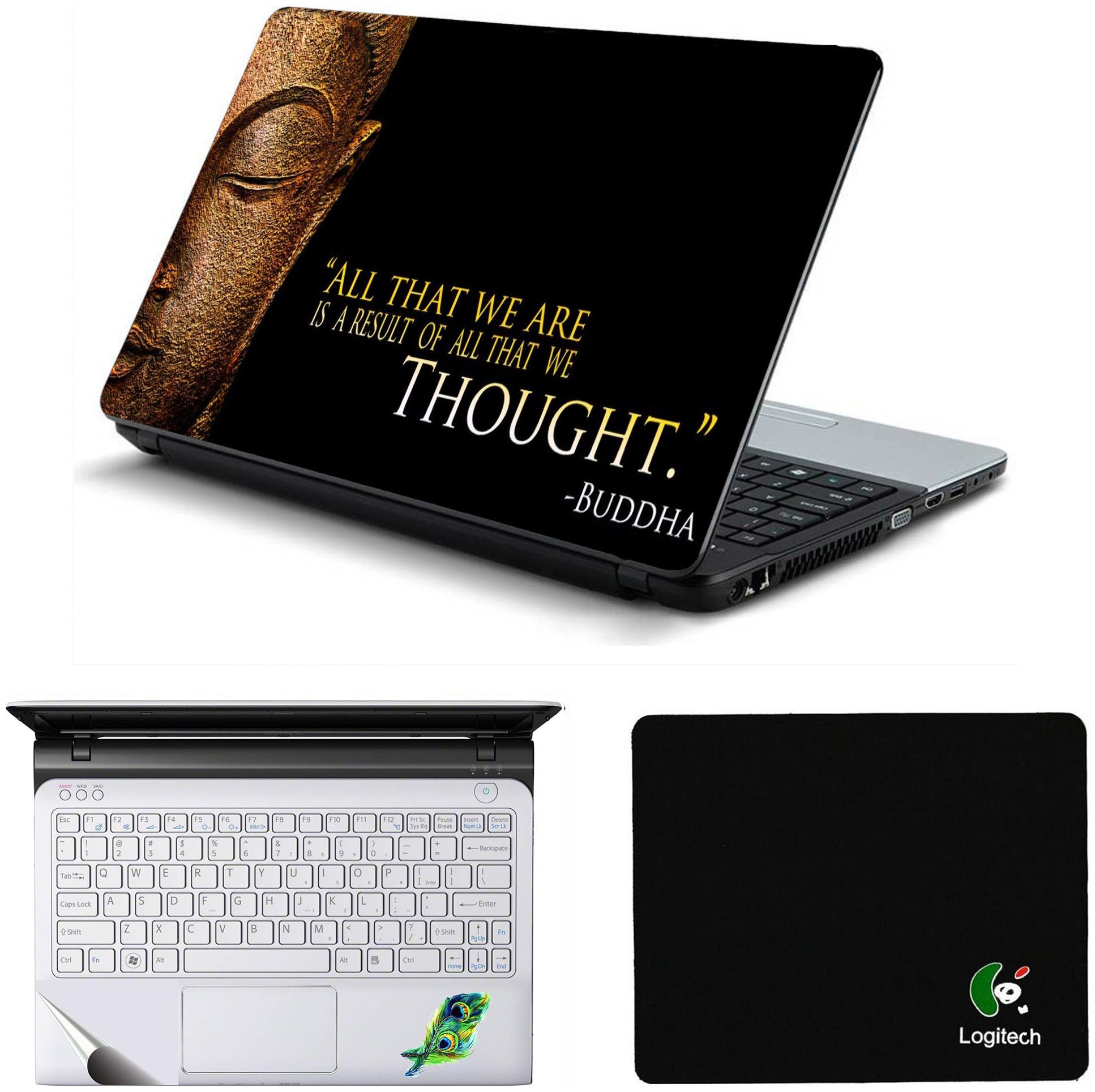

Namo Arts Laptop Accessories Combo BuddhaLaptop Skin Stickers Mouse Pad and Palmrest Skin for HP-Dell-Lenovo-Acer-Asus Laptops Notebooks