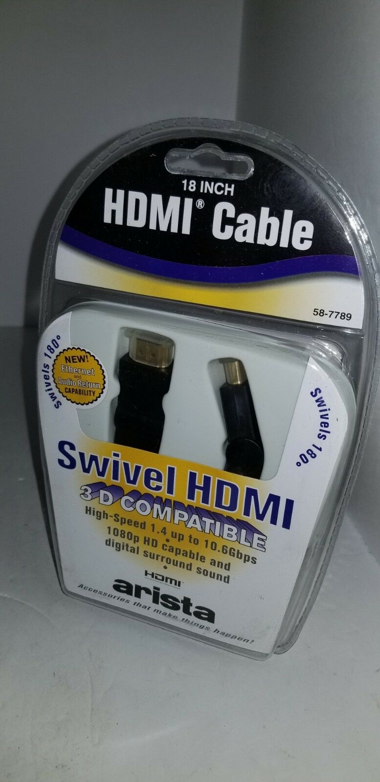

NEW ARISTA 18 inch Swivel Gold Plated 3D High Speed HDMI Cable 1080p R27