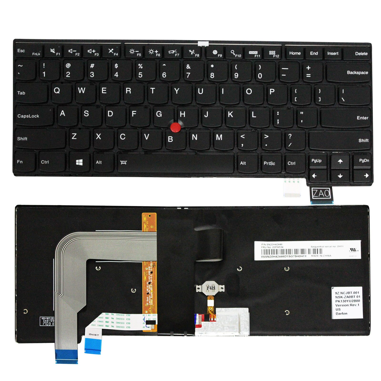 

NEW FOR Lenovo Thinkpad T460S T470S Keyboard Backlit US w Frame 01EN682 US-GOO