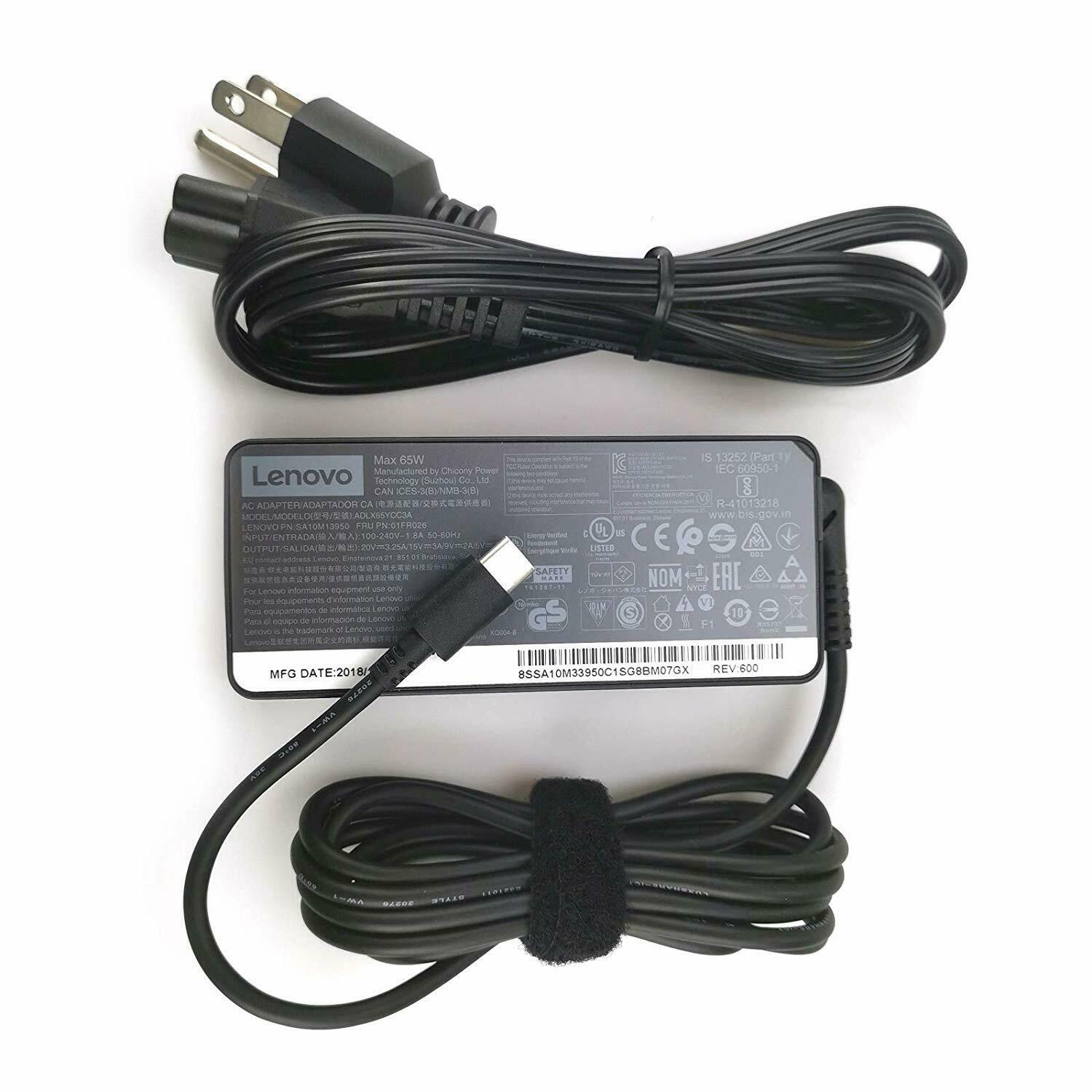 

New Genuine Lenovo 65W USB-C USB Type C ThinkPad Yoga Flex Miix AC Power Adapter