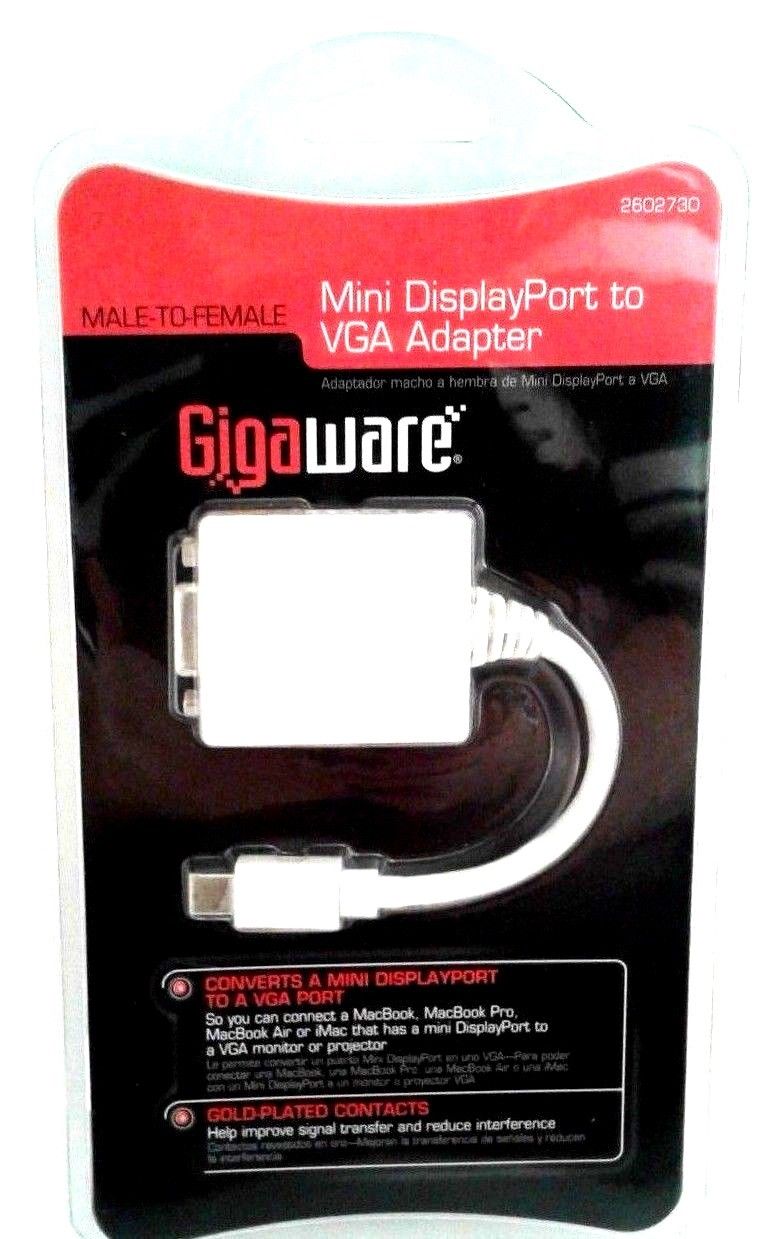 

NEW GigaWare Mini Display Port to VGA Adapter Macbook Air Pro iMac Male 2 Female