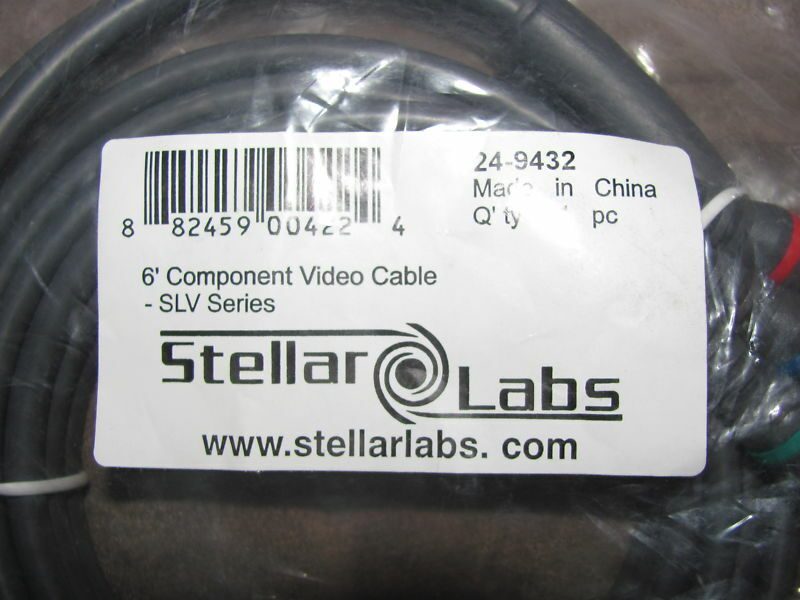 

NEW STELLAR LABS 6FT 5 COMPONENT VIDEO CABLE 24-9432