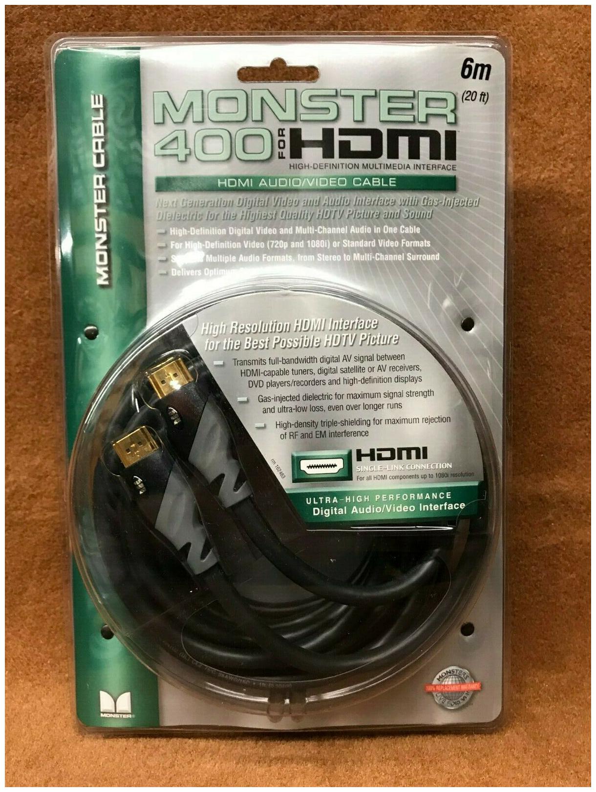 

NOS NEW Monster Cable HDMI400-6M 400 Series HDMI to HDMI Cable - 6 Meter