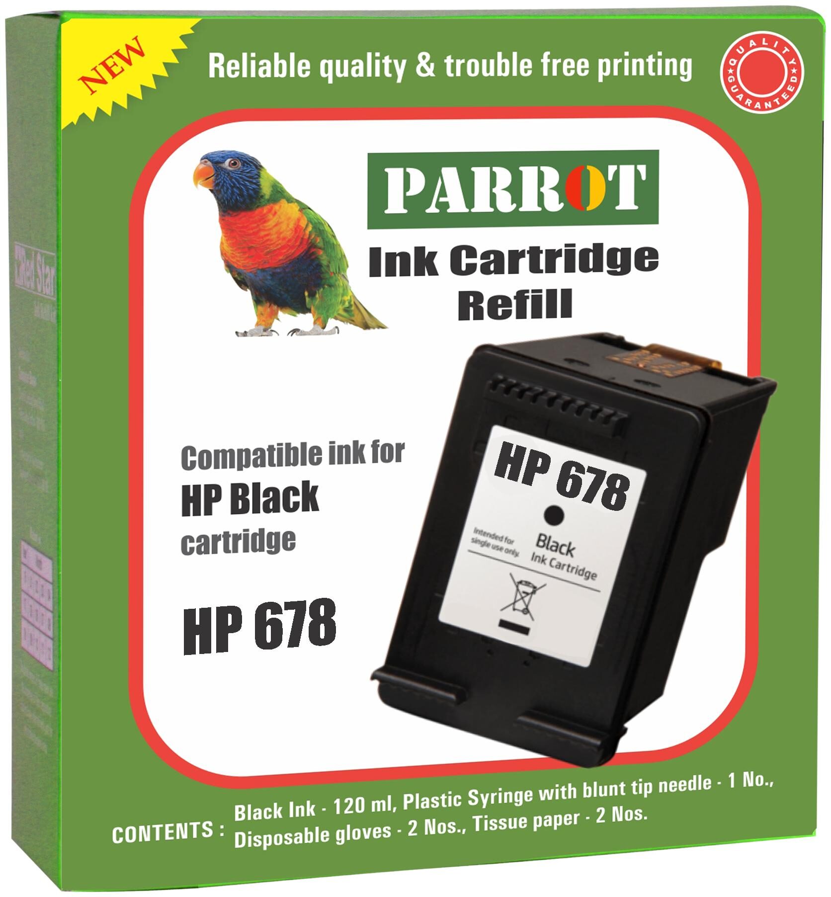 

Parrot ink cartridge refill for HP 678 black ink cartridge
