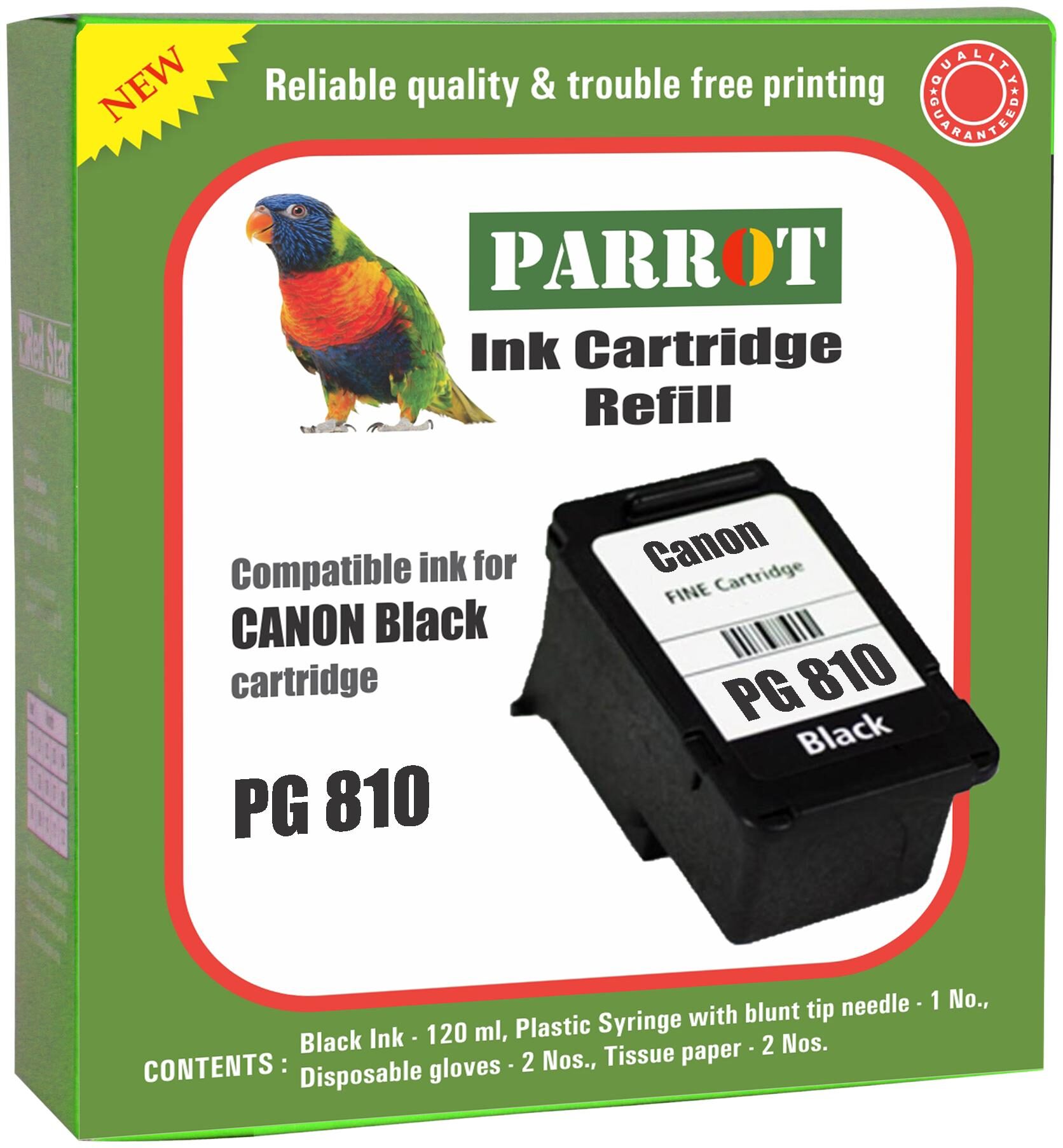 

Parrot ink cartridge refill for Canon PG 810 black ink cartridge