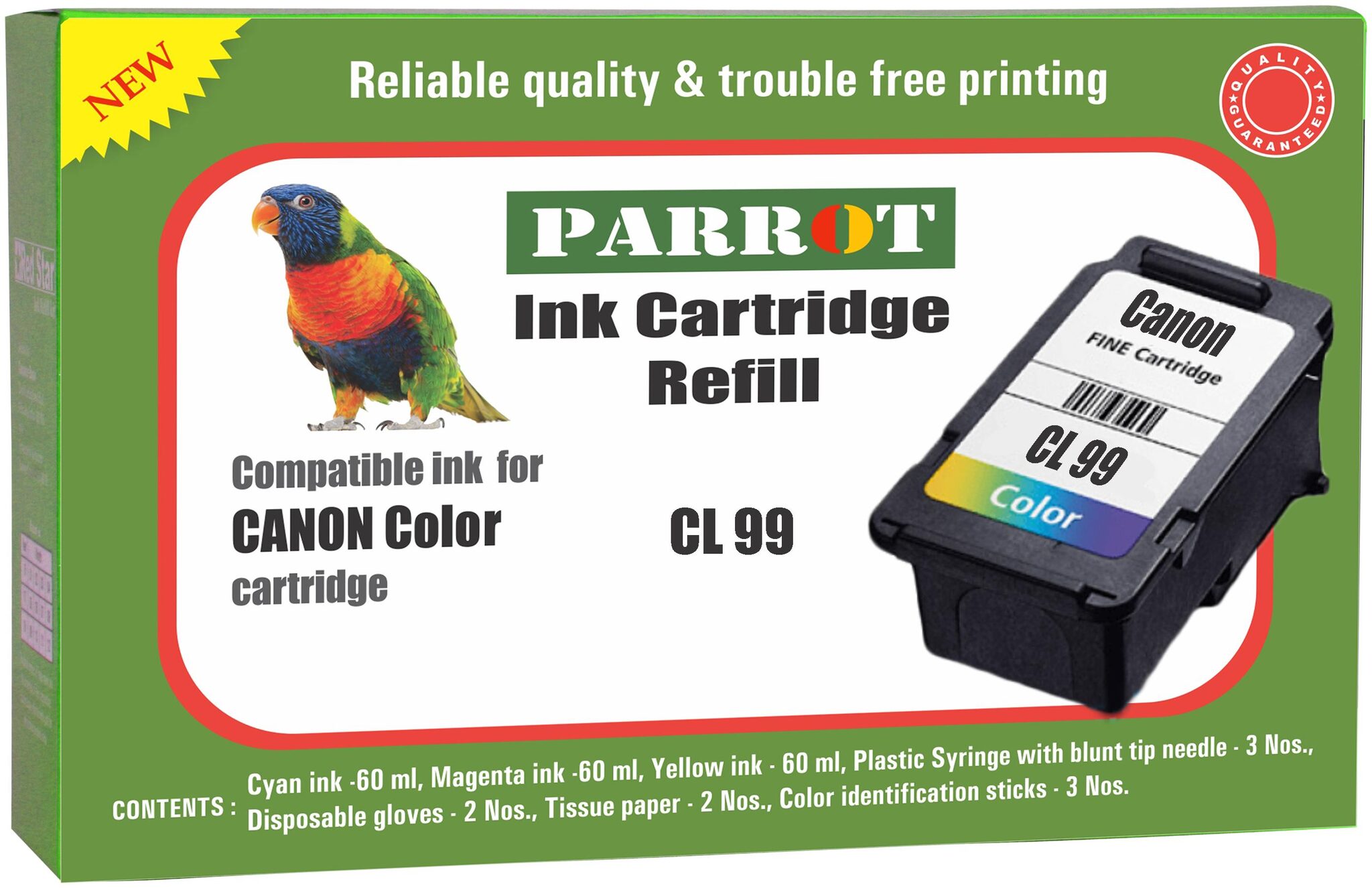 

Parrot ink cartridge refill for Canon CL 99 color ink cartridge