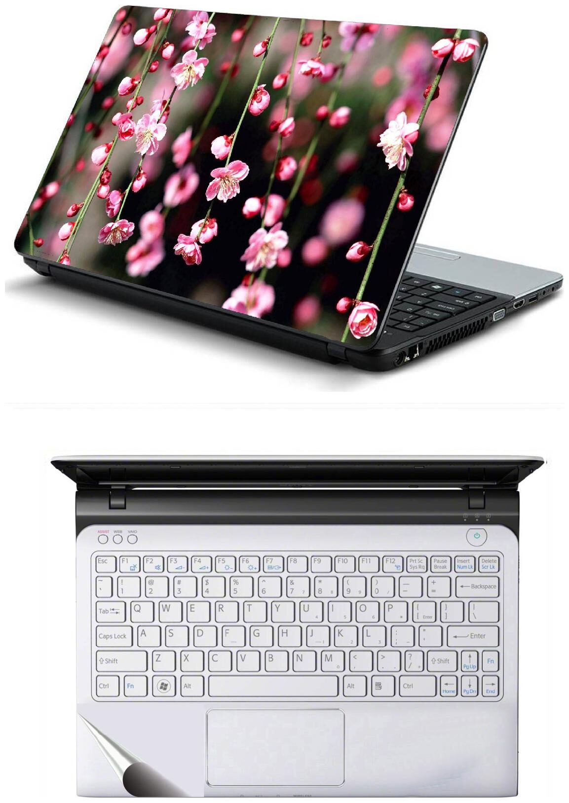 

Pink Flowers Laptop Skin with Palmrest Skin for All Laptop - Notebook