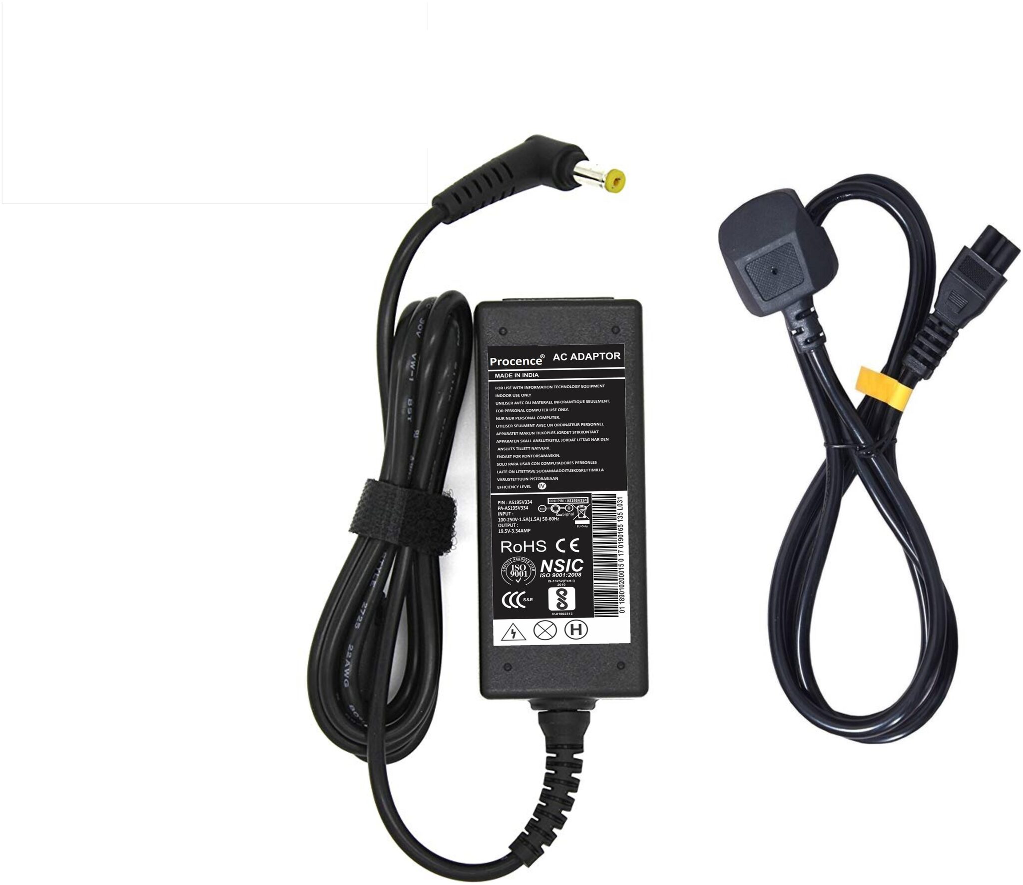 

Procence Laptop charger for Acer Aspire MS2306 MS2307 MS2308 19v 3 42a 65w Laptop Adapter Charger