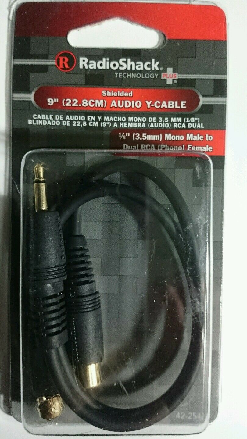 

RadioShack 9 Audio Y-Cable 3 5mm Male to Dual RCA Phono Female 42-2542