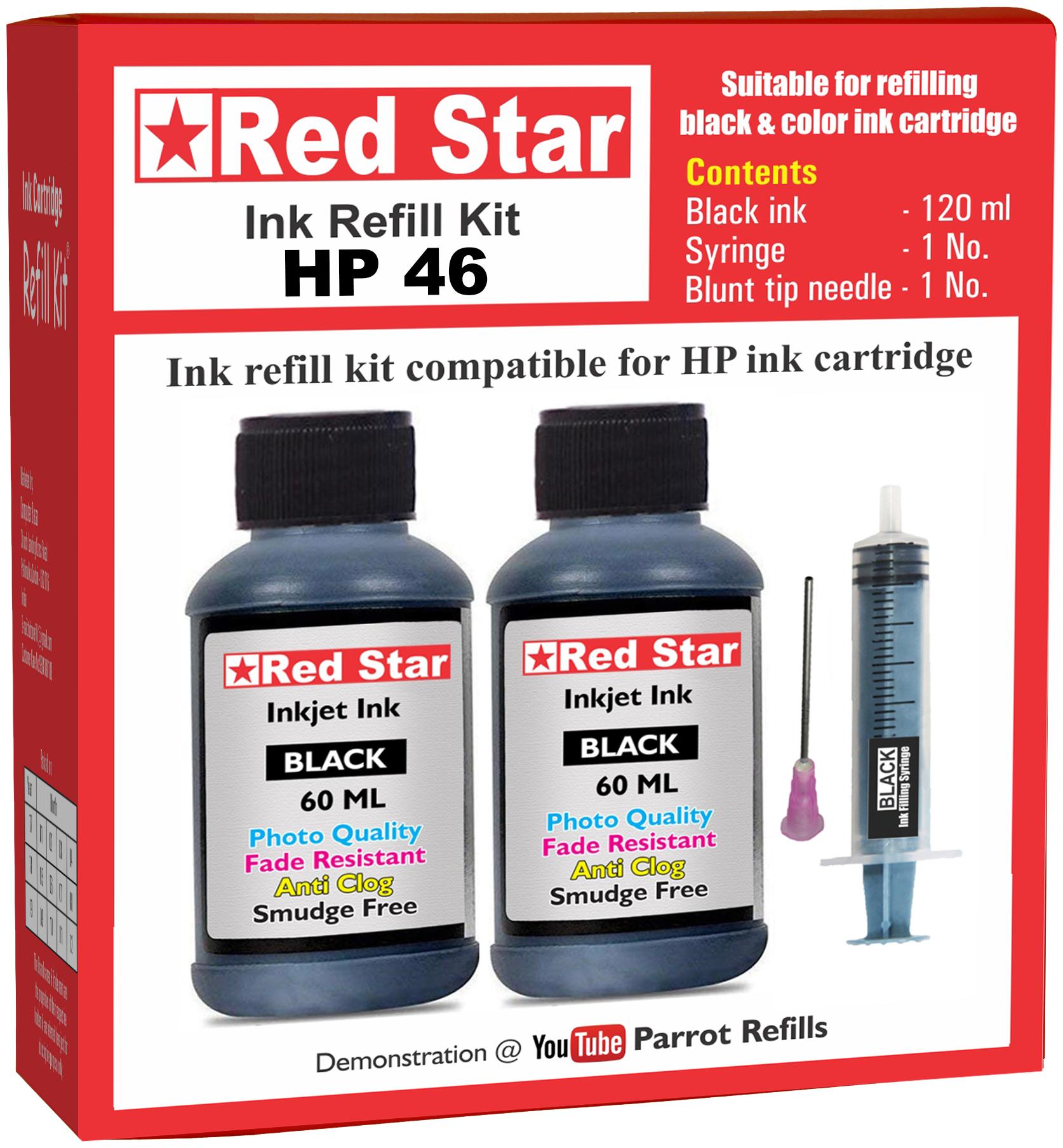 

Red Star Ink Refill Kit For HP 46 Black Ink Cartridge