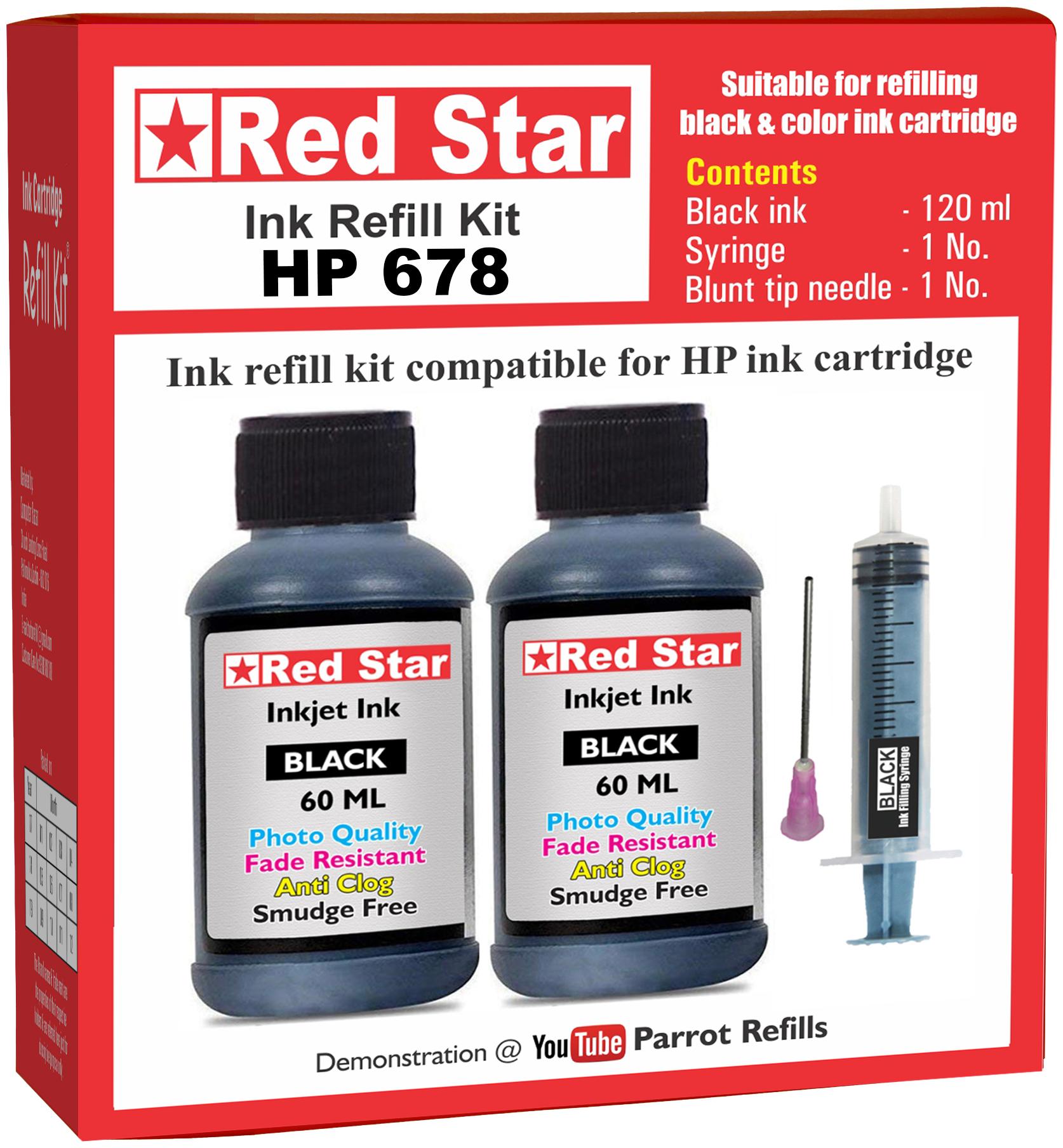 

Red Star Ink Refill Kit For HP 678 Black Ink Cartridge