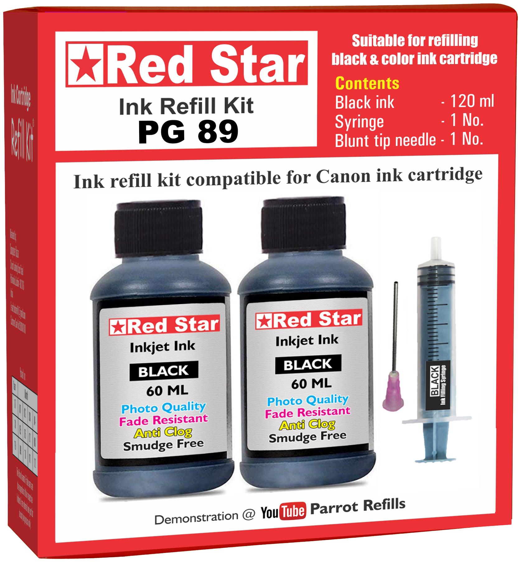 

Red Star Ink Refill Kit For Canon Pixma PG 89 Ink Cartridge (Black)