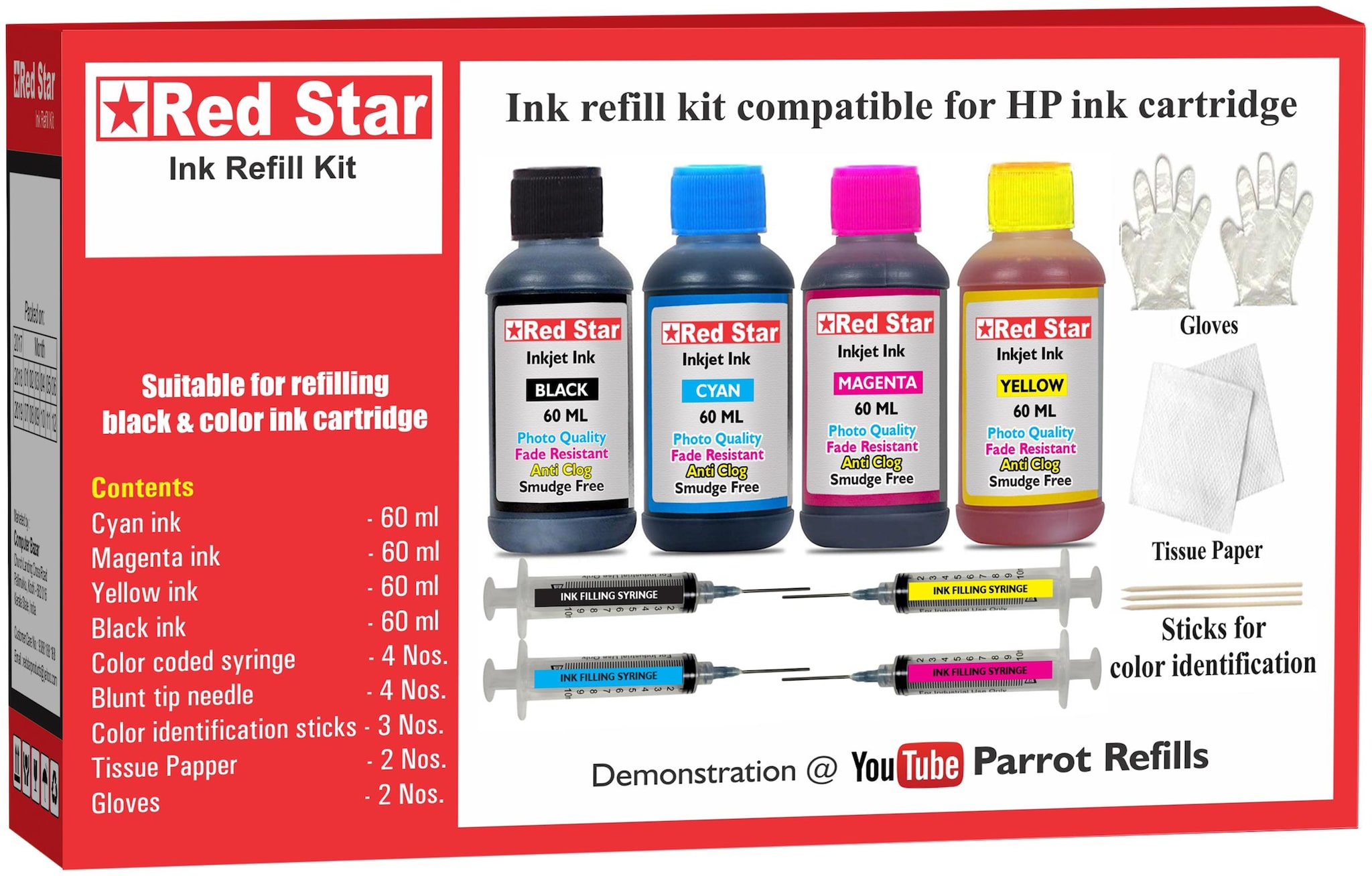 

Red Star Ink Refill Kit For HP 682 Black Color Ink Cartridge