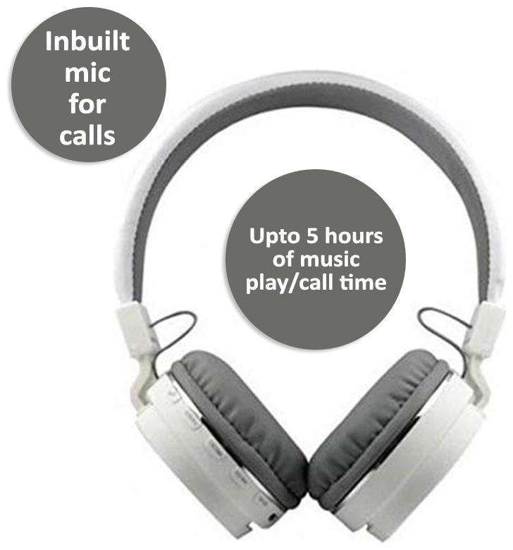 

Rockpapa SH-12 On-Ear Bluetooth Headset ( White )